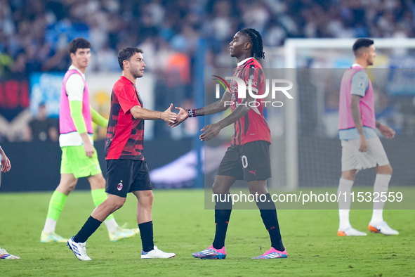 Rafael Leao of AC Milan leaves the pitch at the end of the Serie A Enilive match between SS Lazio and AC Milan at Stadio Olimpico on Aug 31,...