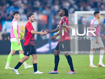 Rafael Leao of AC Milan leaves the pitch at the end of the Serie A Enilive match between SS Lazio and AC Milan at Stadio Olimpico on Aug 31,...