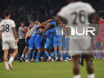 Andre-Frank Zambo Anguissa of SSC Napoli celebrates with team mates after scoring during the Serie A match between SSC Napoli and Parma Calc...