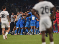 Andre-Frank Zambo Anguissa of SSC Napoli celebrates with team mates after scoring during the Serie A match between SSC Napoli and Parma Calc...