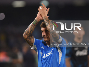 Giovanni Di Lorenzo of SSC Napoli applauds fans at the end of the Serie A match between SSC Napoli and Parma Calcio at Stadio Diego Armando...