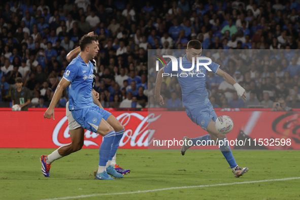 Alessandro Buongiorno of Napoli during the Serie A soccer match SSC Napoli vs. Parma Calcio at Stadio Maradona in Naples, Italy, on August 3...