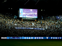 A banner of SS Lazio supporters in memory of Sven Goran Eriksson during the Serie A Enilive match between SS Lazio and AC Milan at Stadio Ol...