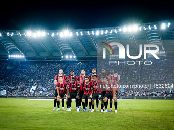 AC Milan line up during the Serie A Enilive match between SS Lazio and AC Milan at Stadio Olimpico on Aug 31, 2024 in Rome, Italy. (