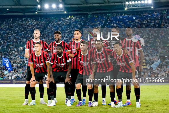 AC Milan line up during the Serie A Enilive match between SS Lazio and AC Milan at Stadio Olimpico on Aug 31, 2024 in Rome, Italy. 