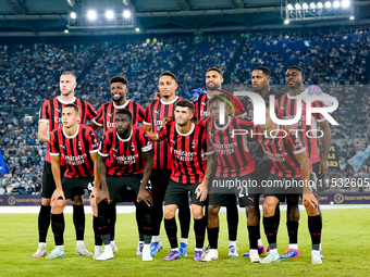 AC Milan line up during the Serie A Enilive match between SS Lazio and AC Milan at Stadio Olimpico on Aug 31, 2024 in Rome, Italy. (