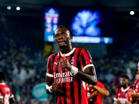 Tammy Abraham of AC Milan greets the fans during the Serie A Enilive match between SS Lazio and AC Milan at Stadio Olimpico on Aug 31, 2024...