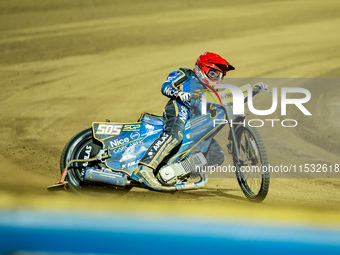 Mikkel Michelsen participates in a FIM Speedway Grand Prix in Wroclaw, Poland, on August 31, 2024. (