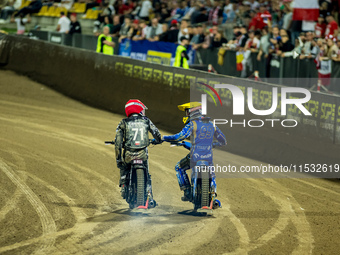 Maciej Janowski and Bartosz Zmarzlik participate in a FIM Speedway Grand Prix of Poland in Wroclaw, Poland, on August 31, 2024. (