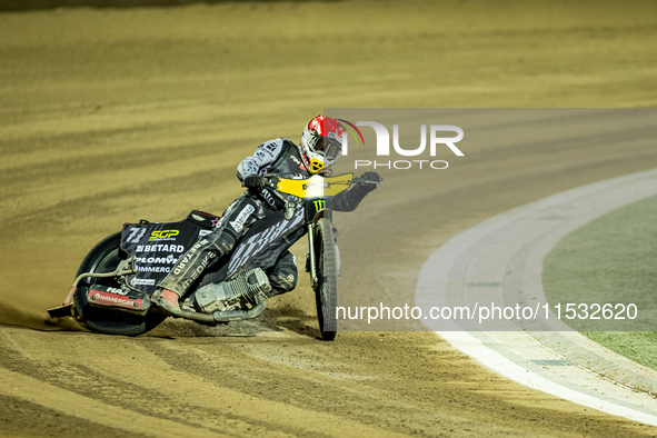 Maciej Janowski participates in a FIM Speedway Grand Prix of Poland in Wroclaw, Poland, on August 31, 2024. 