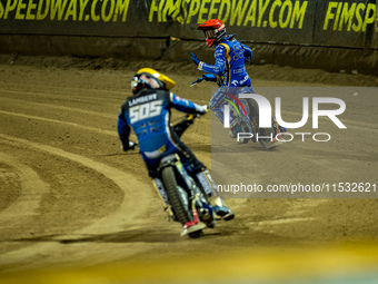 Bartosz Zmarzlik participates in a FIM Speedway Grand Prix of Poland in Wroclaw, Poland, on August 31, 2024. (