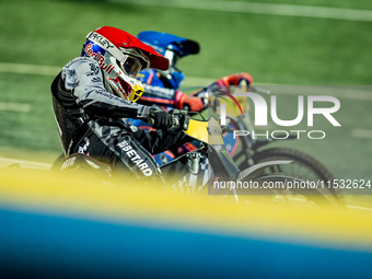 Maciej Janowski participates in a FIM Speedway Grand Prix in Wroclaw, Poland, on August 31, 2024. (