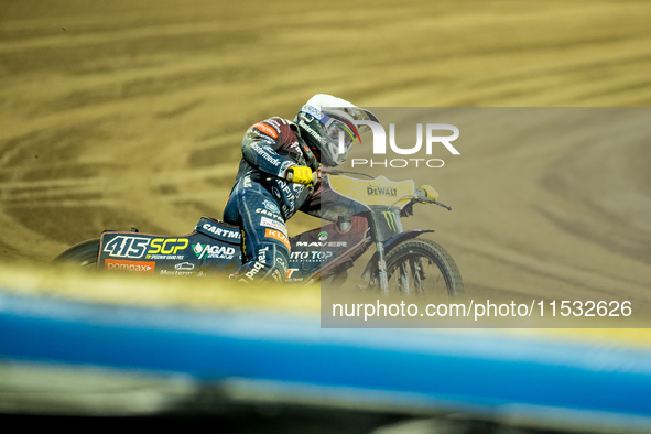 Dominik Kubera participates in a FIM Speedway Grand Prix in Wroclaw, Poland, on August 31, 2024. 