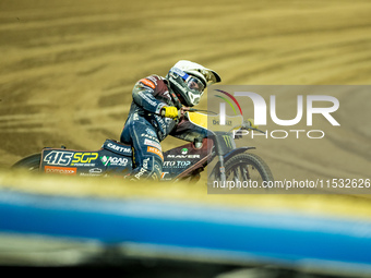 Dominik Kubera participates in a FIM Speedway Grand Prix in Wroclaw, Poland, on August 31, 2024. (