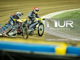 Dominik Kubera and Maciej Janowski participate in a FIM Speedway Grand Prix of Poland in Wroclaw, Poland, on August 31, 2024. (