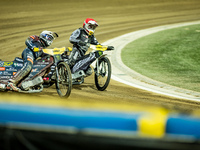 Dominik Kubera and Maciej Janowski participate in a FIM Speedway Grand Prix of Poland in Wroclaw, Poland, on August 31, 2024. (