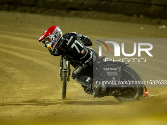 Maciej Janowski participates in a FIM Speedway Grand Prix in Wroclaw, Poland, on August 31, 2024. (