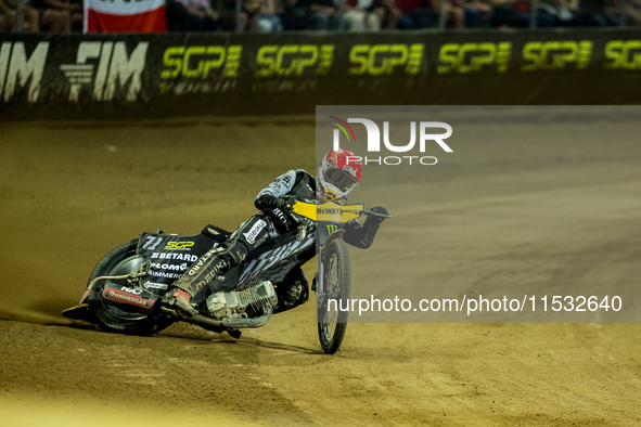 Maciej Janowski participates in a FIM Speedway Grand Prix in Wroclaw, Poland, on August 31, 2024. 