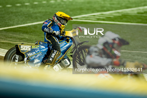 Robert Lambert participates in a FIM Speedway Grand Prix in Wroclaw, Poland, on August 31, 2024. 