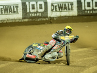 Fredrik Lindgren participates in a FIM Speedway Grand Prix in Wroclaw, Poland, on August 31, 2024. (