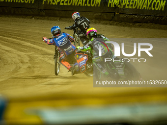 Maciej Janowski participates in a FIM Speedway Grand Prix in Wroclaw, Poland, on August 31, 2024. (