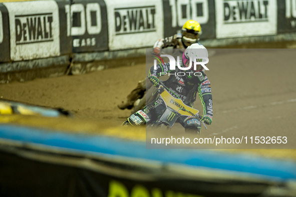 Dominik Kubera participates in a FIM Speedway Grand Prix in Wroclaw, Poland, on August 31, 2024. 