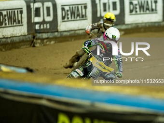 Dominik Kubera participates in a FIM Speedway Grand Prix in Wroclaw, Poland, on August 31, 2024. (