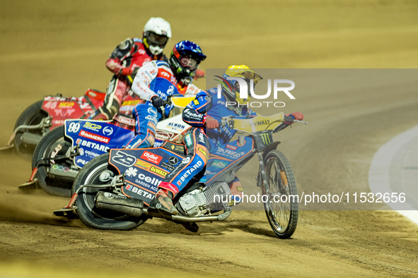 Andzejs Lebedevs participates in a FIM Speedway Grand Prix in Wroclaw, Poland, on August 31, 2024. 