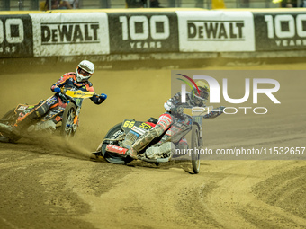 Fredrik Lindgren participates in a FIM Speedway Grand Prix in Wroclaw, Poland, on August 31, 2024. (