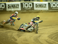 Fredrik Lindgren participates in a FIM Speedway Grand Prix in Wroclaw, Poland, on August 31, 2024. (