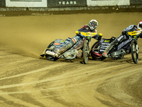 Dominik Kubera and Maciej Janowski participate in a FIM Speedway Grand Prix of Poland in Wroclaw, Poland, on August 31, 2024. (