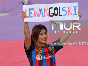 A Robert Lewandowski supporter during the match between FC Barcelona and Real Valladolid CF, corresponding to week 4 of LaLiga EA Sports, at...