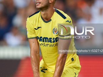 Ayoze of Villarreal CF reacts during the LaLiga EA Sports match between Valencia CF and Villarreal CF at Mestalla stadium in Valencia, Spain...