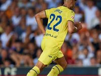 Ayoze of Villarreal CF celebrates after scoring the team's first goal during the LaLiga EA Sports match between Valencia CF and Villarreal C...