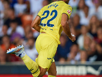 Ayoze of Villarreal CF celebrates after scoring the team's first goal during the LaLiga EA Sports match between Valencia CF and Villarreal C...