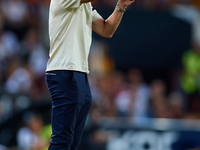 Marcelino Garcia Toral, head coach of Villarreal CF, reacts during the LaLiga EA Sports match between Valencia CF and Villarreal CF at Mesta...