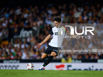 Pepelu of Valencia CF is in action during the LaLiga EA Sports match between Valencia CF and Villarreal CF at Mestalla stadium in Valencia,...