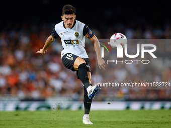 Pepelu of Valencia CF is in action during the LaLiga EA Sports match between Valencia CF and Villarreal CF at Mestalla stadium in Valencia,...