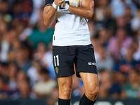 Rafa Mir of Valencia CF reacts during the LaLiga EA Sports match between Valencia CF and Villarreal CF at Mestalla stadium in Valencia, Spai...