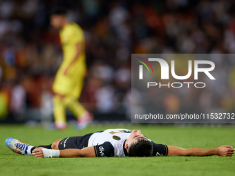 Diego Lopez of Valencia CF reacts following the LaLiga EA Sports match between Valencia CF and Villarreal CF at Mestalla stadium in Valencia...