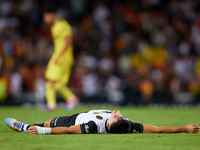 Diego Lopez of Valencia CF reacts following the LaLiga EA Sports match between Valencia CF and Villarreal CF at Mestalla stadium in Valencia...