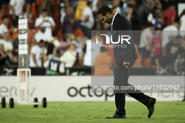 Head coach of Valencia CF, Ruben Baraja, after the La Liga match between Valencia CF and Villarreal CF at Mestalla Stadium in Valencia, Spai...