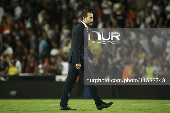 Head coach of Valencia CF, Ruben Baraja, after the La Liga match between Valencia CF and Villarreal CF at Mestalla Stadium in Valencia, Spai...