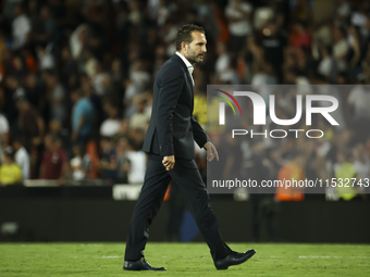 Head coach of Valencia CF, Ruben Baraja, after the La Liga match between Valencia CF and Villarreal CF at Mestalla Stadium in Valencia, Spai...