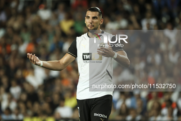 Rafa Mir of Valencia CF during the La Liga match between Valencia CF and Villarreal CF at Mestalla Stadium in Valencia, Spain, on August 31,...