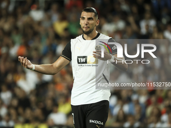 Rafa Mir of Valencia CF during the La Liga match between Valencia CF and Villarreal CF at Mestalla Stadium in Valencia, Spain, on August 31,...