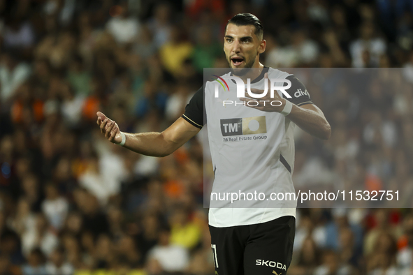 Rafa Mir of Valencia CF during the La Liga match between Valencia CF and Villarreal CF at Mestalla Stadium in Valencia, Spain, on August 31,...