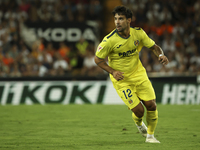 Juan Bernat of Villarreal CF during the La Liga match between Valencia CF and Villarreal CF at Mestalla Stadium in Valencia, Spain, on Augus...