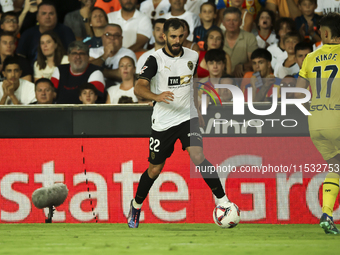 Luis Rioja of Valencia CF during the La Liga match between Valencia CF and Villarreal CF at Mestalla Stadium in Valencia, Spain, on August 3...