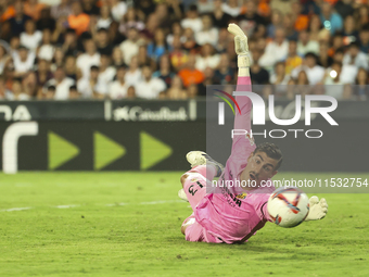 Diego Conde of Villarreal CF during the La Liga match between Valencia CF and Villarreal CF at Mestalla Stadium in Valencia, Spain, on Augus...